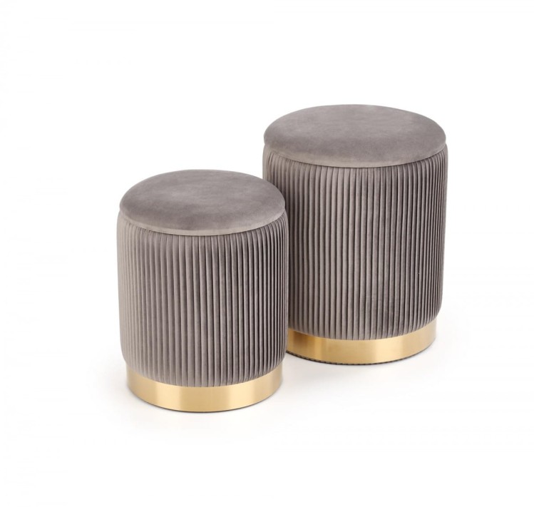 MONTY zestaw 2 puf, popielaty (1p=1kpl)