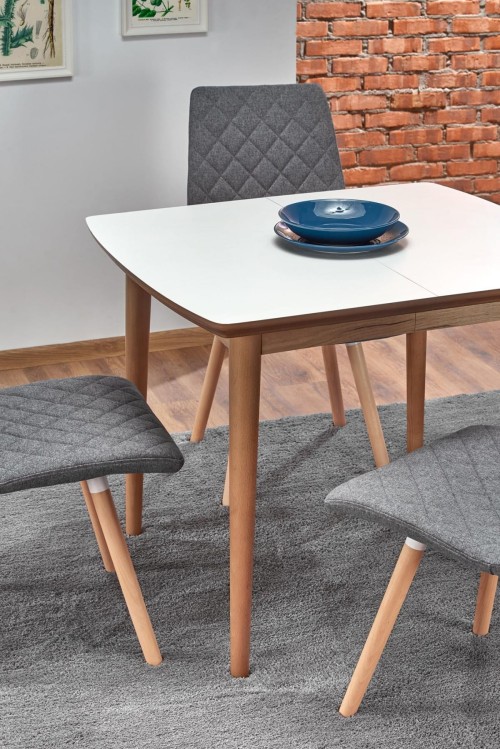 BARRET stół kolor blat - biały mat, nogi - dąb lefkas (90-190x80x75 cm) (1p=1szt)