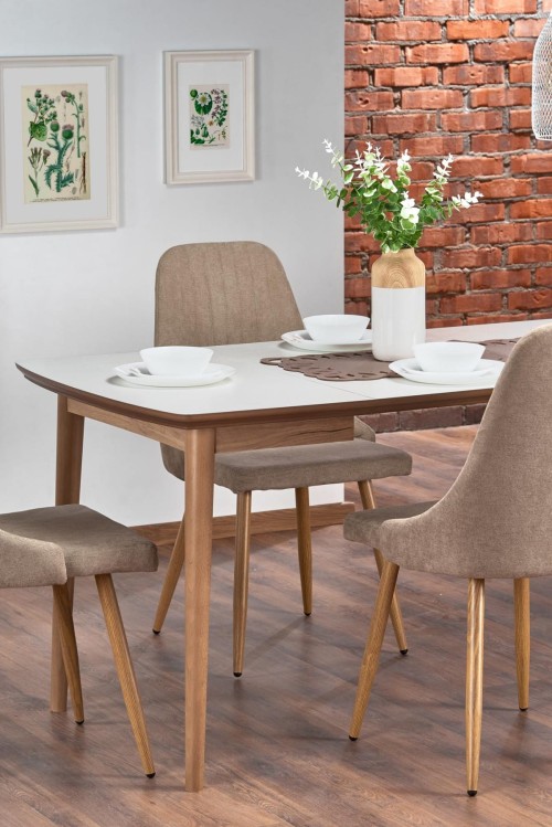 BARRET stół kolor blat - biały mat, nogi - dąb lefkas (90-190x80x75 cm) (1p=1szt)