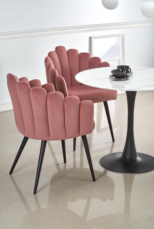 AMBROSIO stół okrągły, blat - marmur, noga - czarny (2p=1szt)