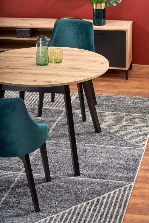 RUBEN stół kolor blat - dąb artisan, nogi - czarny (102-142x102x75 cm) (2p=1szt)