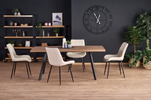 BERLIN stół rozkładany 160/220 cm, blat - orzechowy, stelaż - czarny (1p=1szt)