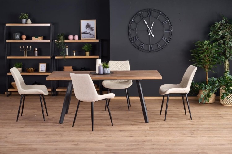 BERLIN stół rozkładany 160/220 cm, blat - orzechowy, stelaż - czarny (1p=1szt)