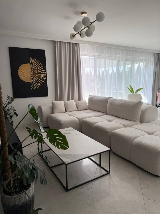 Narożnik sofa modułowa narożna Morano tkanina Manza boucle jasny beż