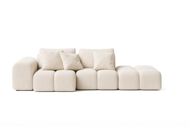 Narożnik sofa modułowa narożna Morano tkanina Manza boucle jasny beż